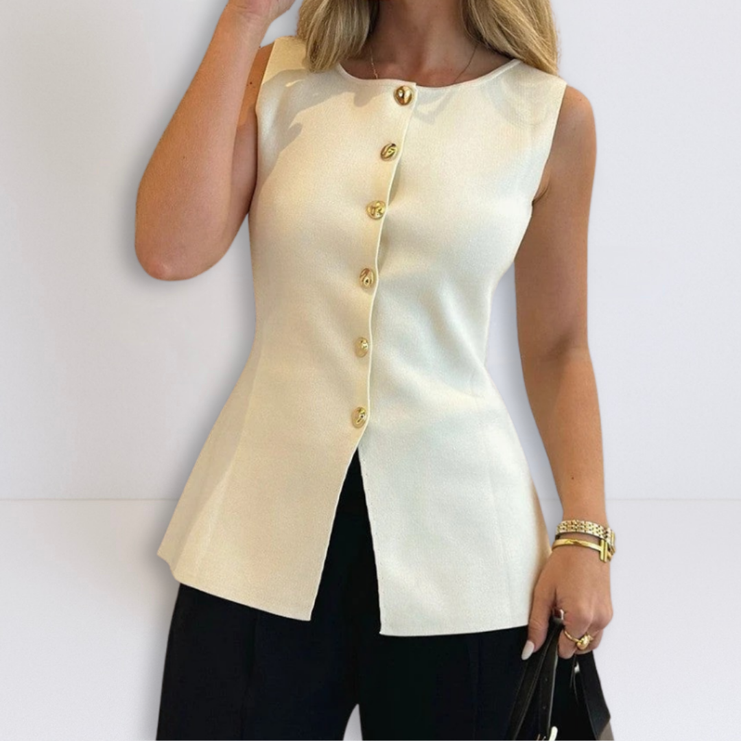 Rosalie | Sleeveless Button Peplum Top