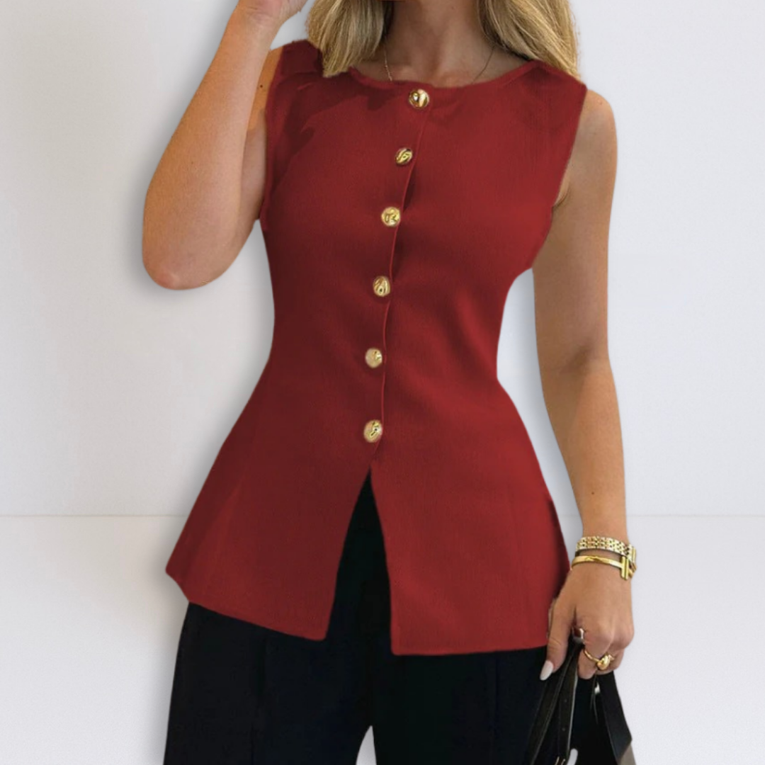 Rosalie | Sleeveless Button Peplum Top