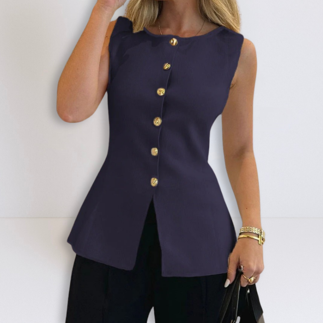 Rosalie | Sleeveless Button Peplum Top