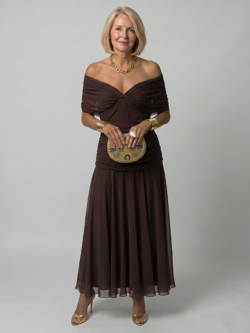 Rosa | Off Shoulder Flow Midi Dress