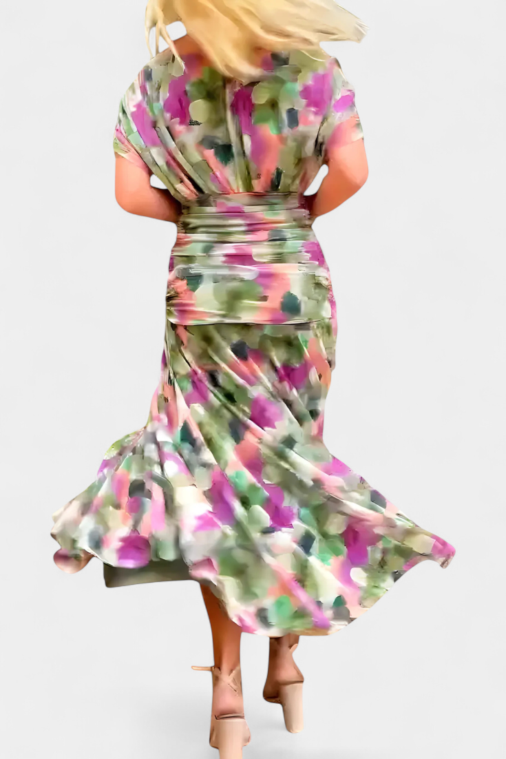 Alondra | Long Floral Dress with V-Neck
