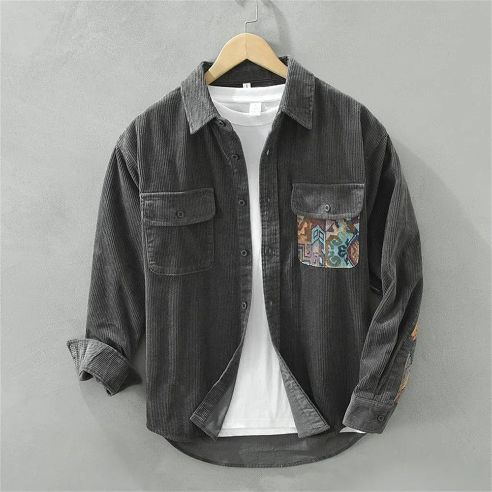Mercer - Textured Patchwork Button-Up Shirt