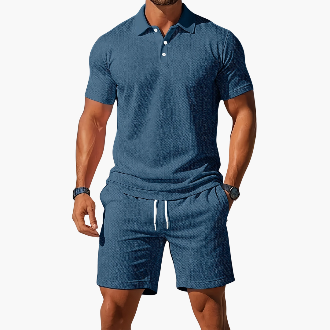 Zack - Casual Polo & Drawstring Shorts Set