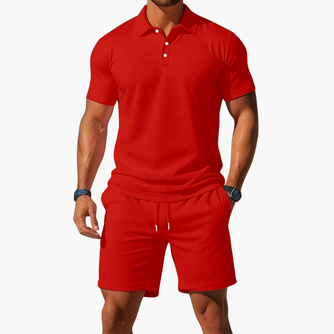 Zack - Casual Polo & Drawstring Shorts Set