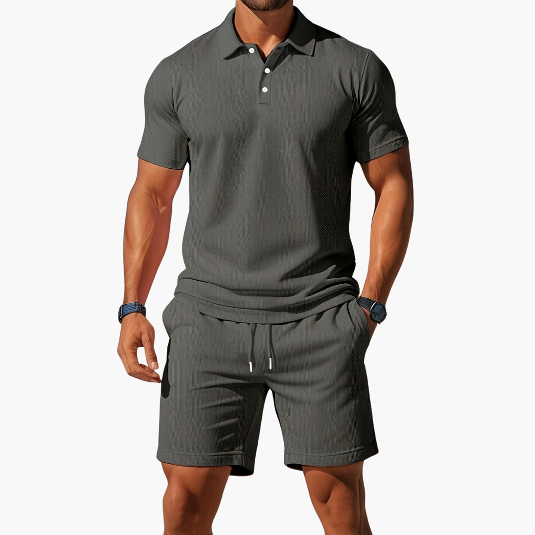 Zack - Casual Polo & Drawstring Shorts Set
