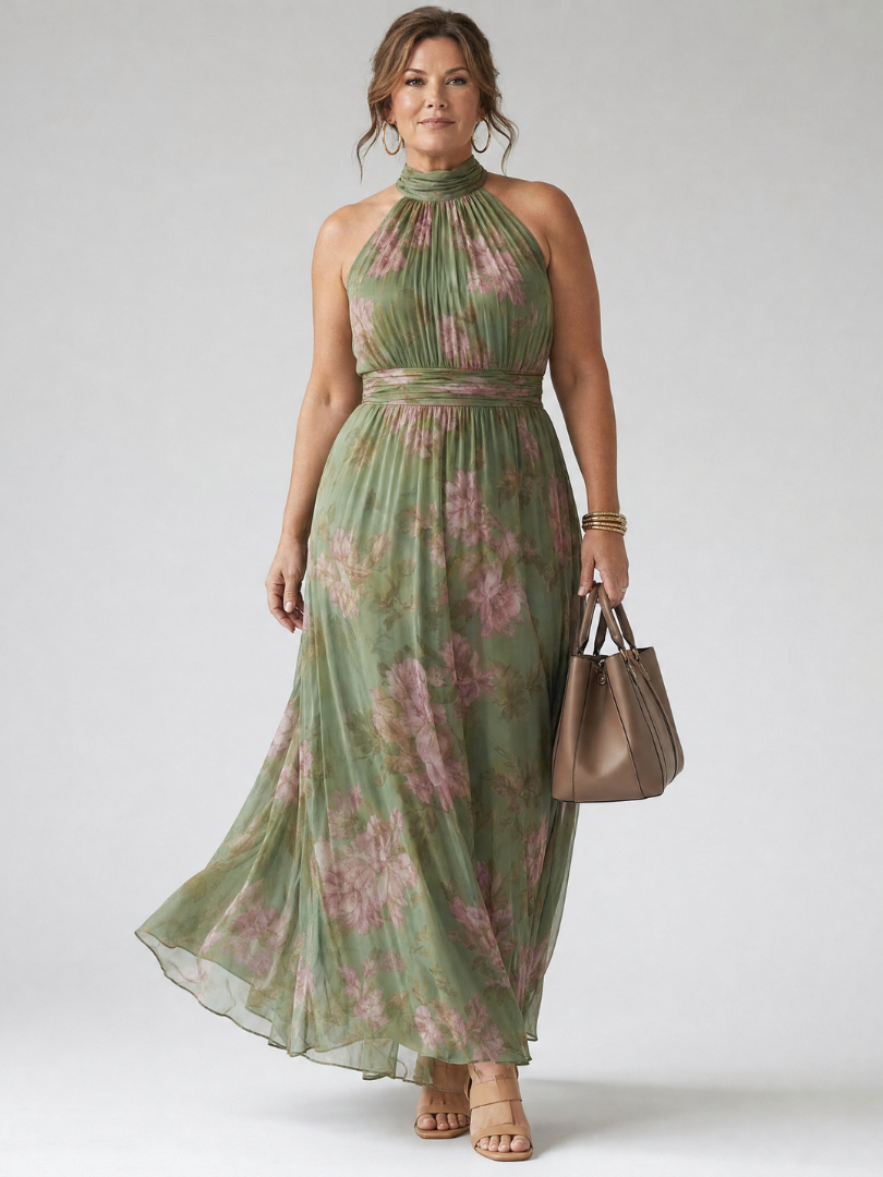 Vivienne™ | Gathered Halter Midi Dress