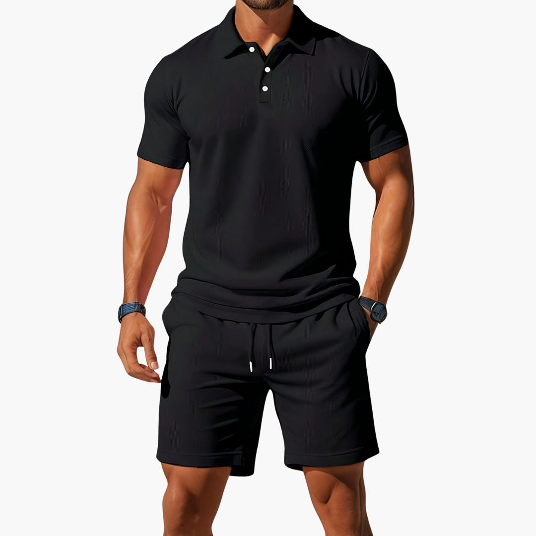 Zack - Casual Polo & Drawstring Shorts Set