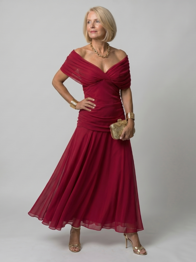 Rosa | Off Shoulder Flow Midi Dress
