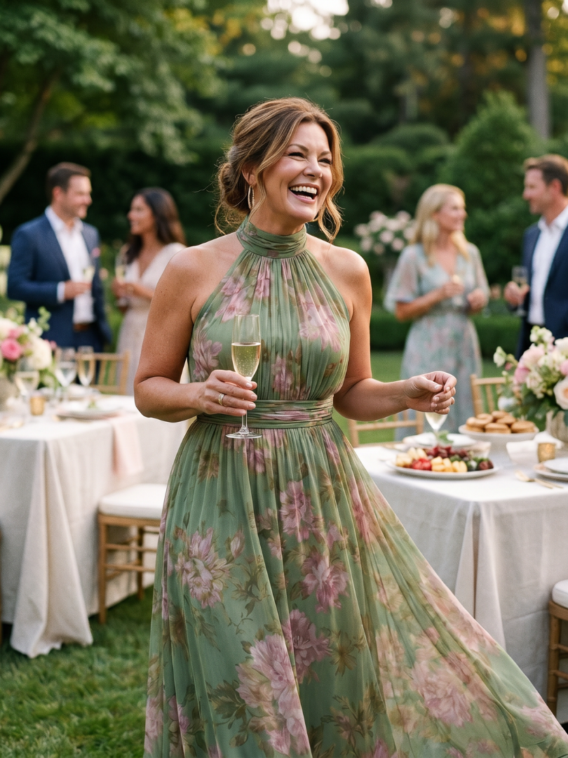Vivienne™ | Gathered Halter Midi Dress