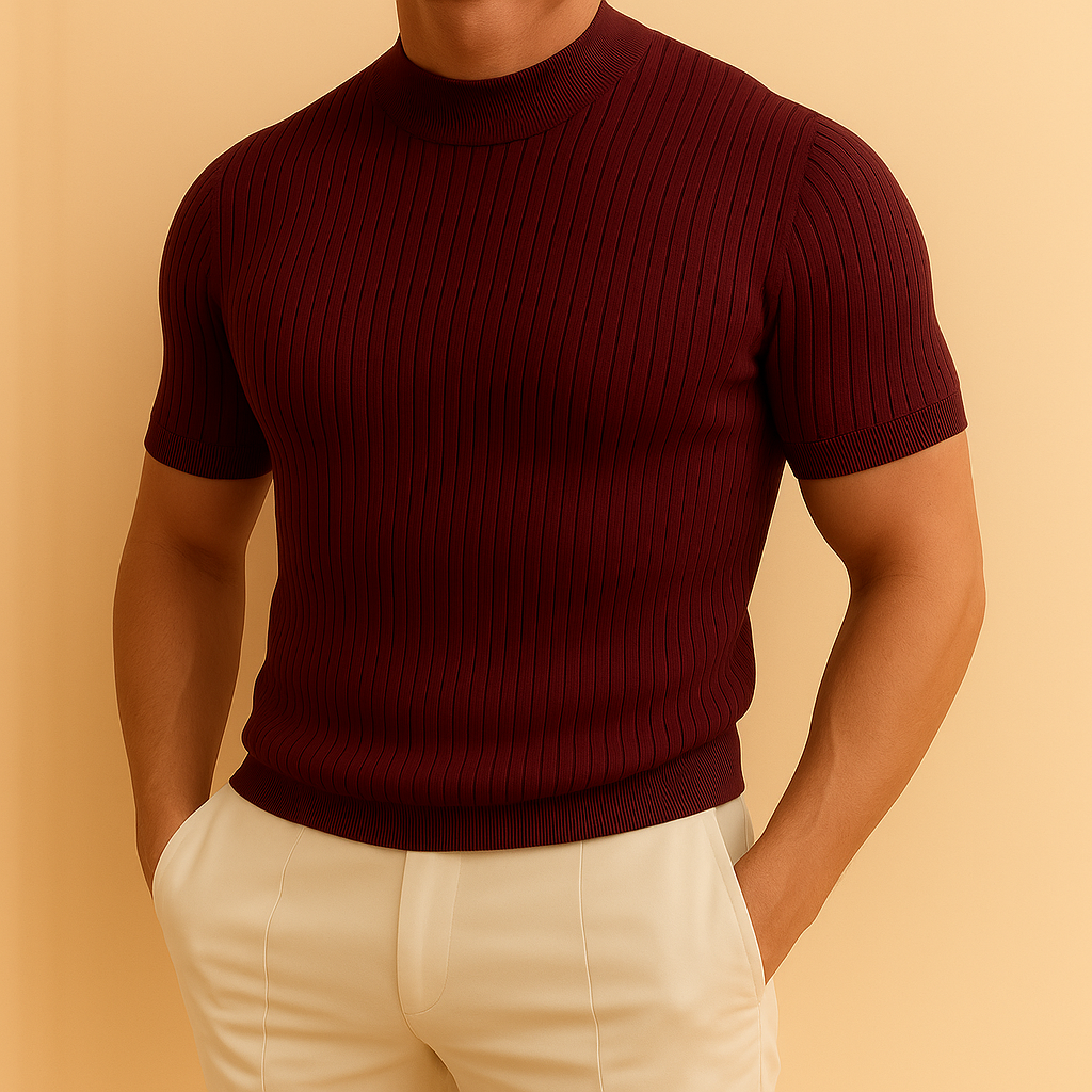 David - Turtleneck Ribbed Knit Tee
