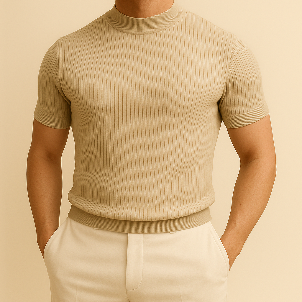 David - Turtleneck Ribbed Knit Tee