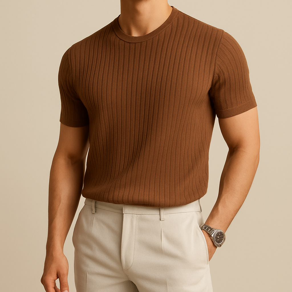 David - Turtleneck Ribbed Knit Tee