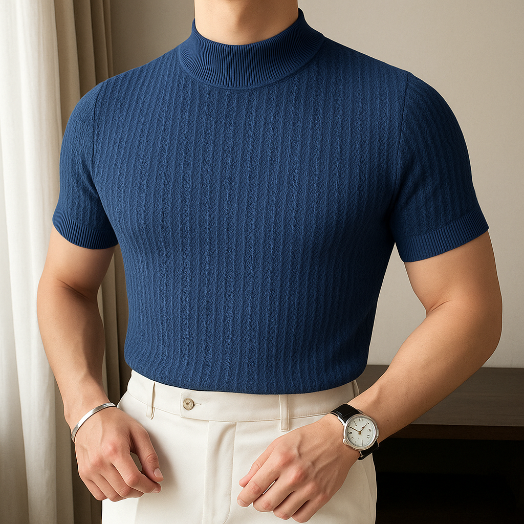 David - Turtleneck Ribbed Knit Tee