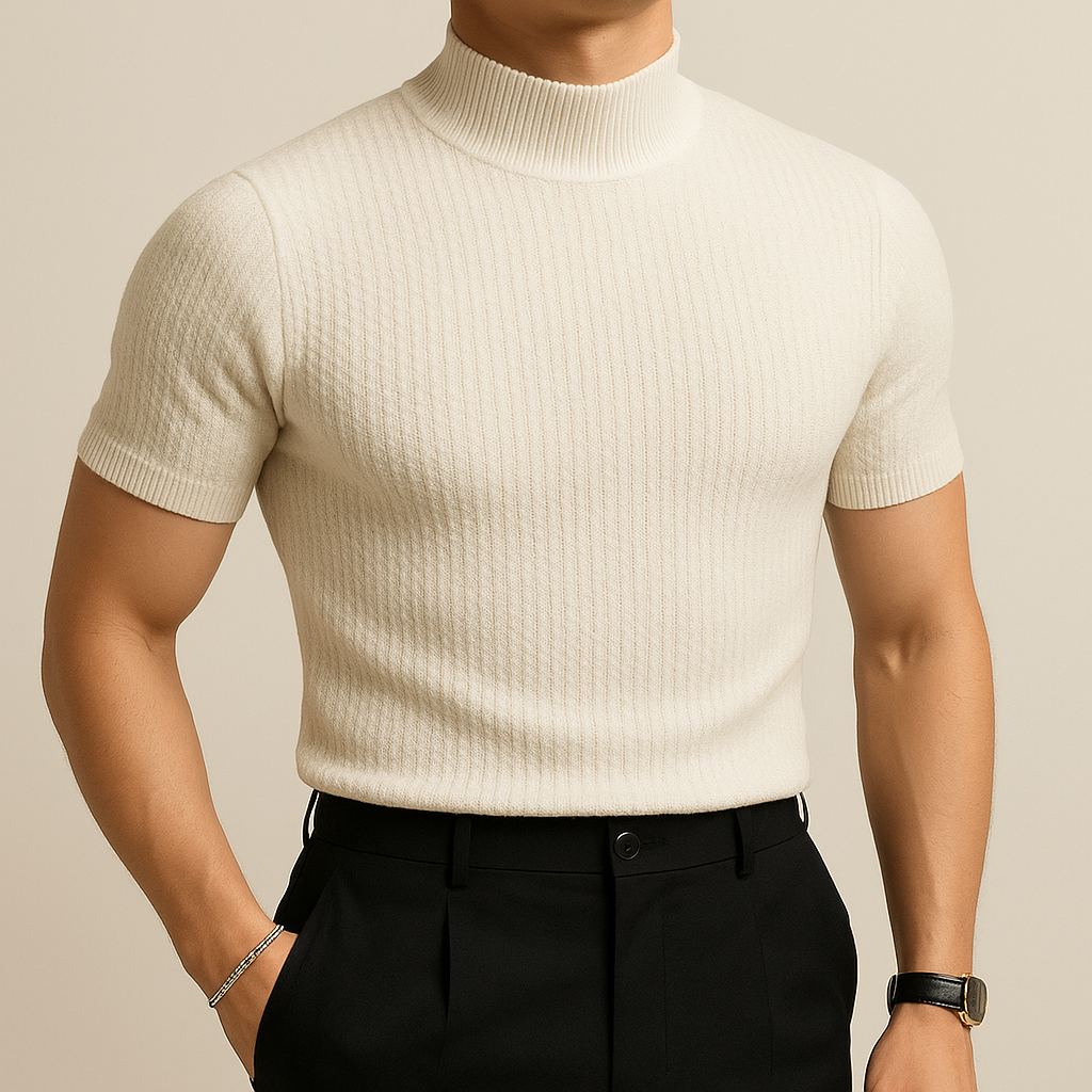 David - Turtleneck Ribbed Knit Tee