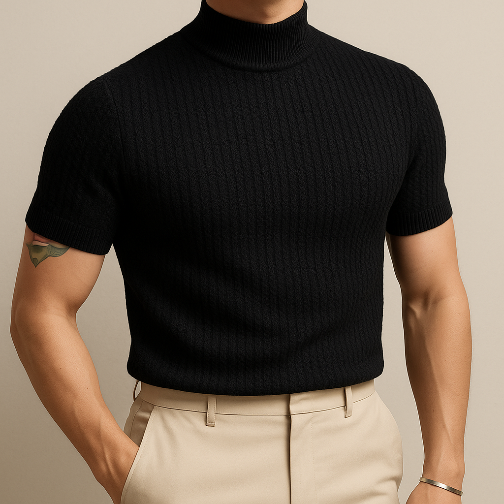 David - Turtleneck Ribbed Knit Tee