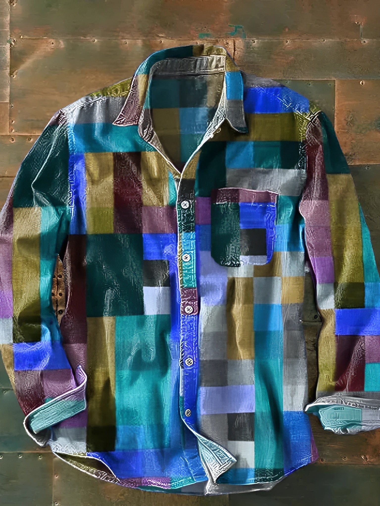 Zavian - Artistic Patchwork Button-Up Shirt