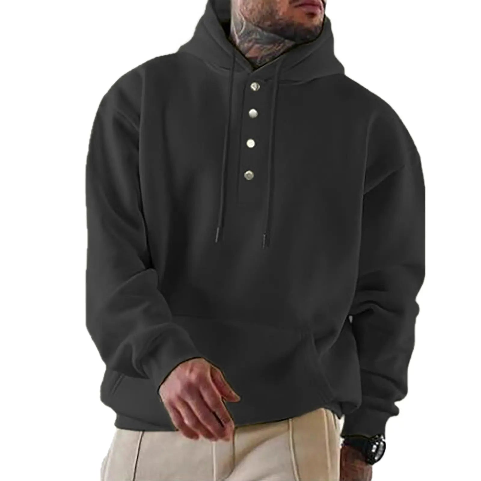 Chad - Everyday Buttoned Knit Hoodie