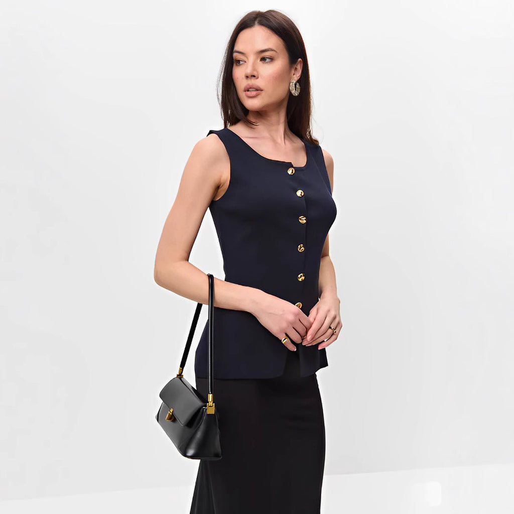 Rosalie | Sleeveless Button Peplum Top