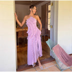 Ella | Elegant Halter Neck Lotus Summer Maxi Dress