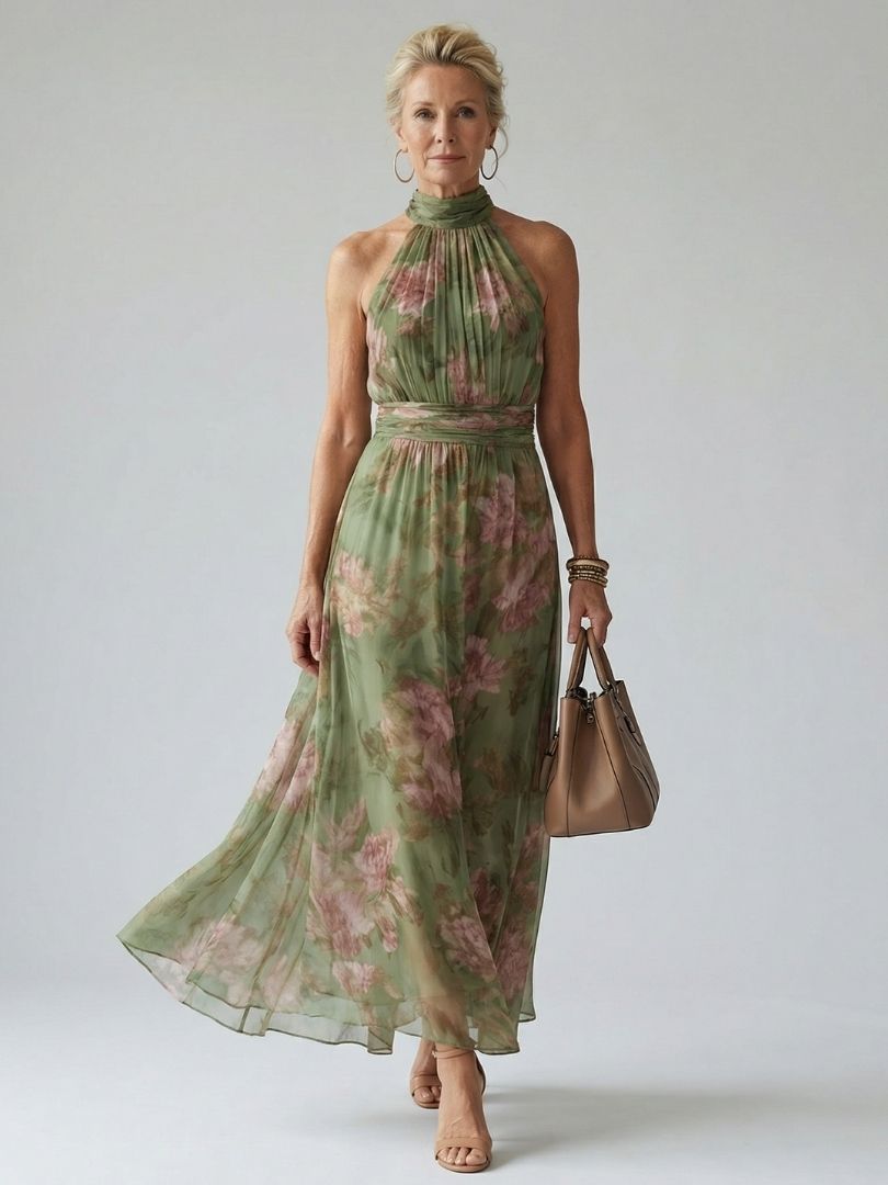 Vivienne™ | Gathered Halter Midi Dress