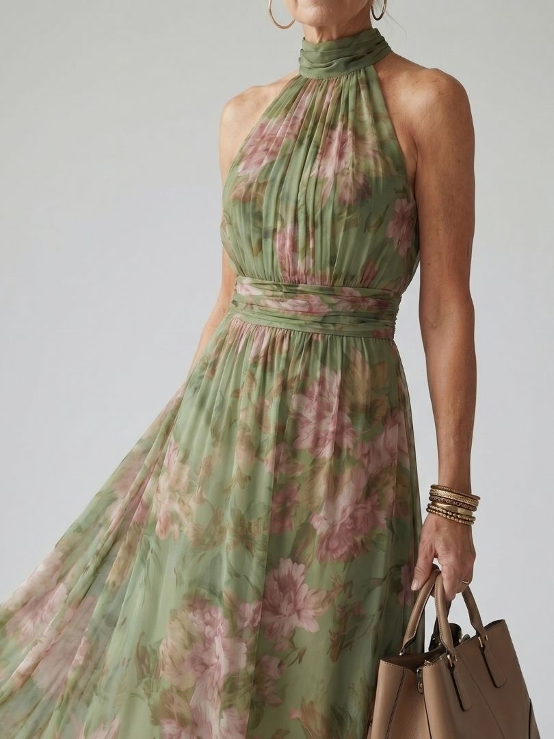 Vivienne™ | Gathered Halter Midi Dress