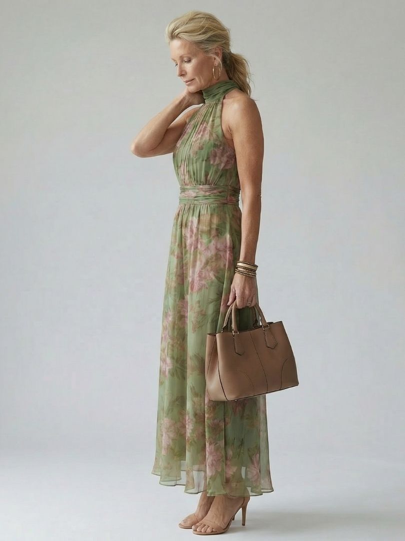 Vivienne™ | Gathered Halter Midi Dress