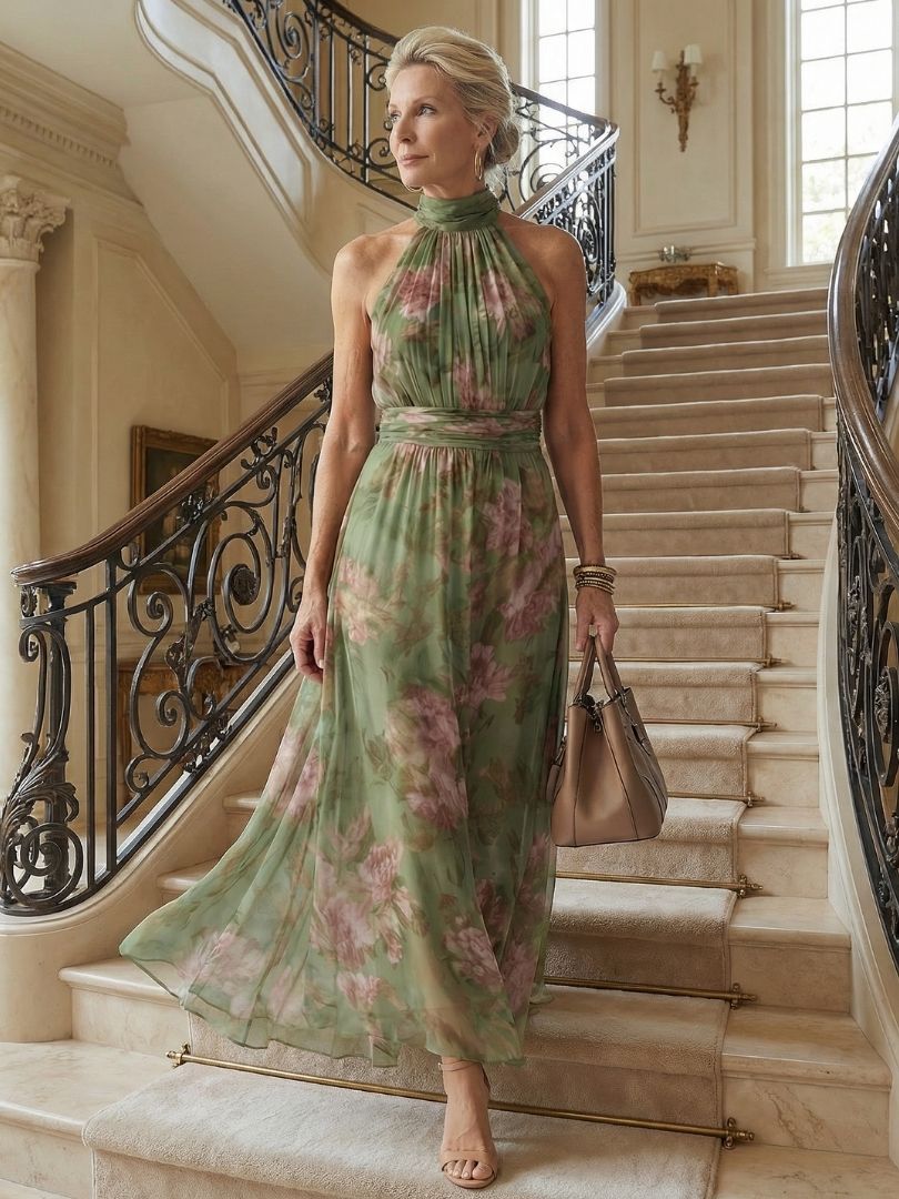 Vivienne™ | Gathered Halter Midi Dress