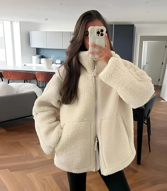 Sarah | Teddy Coat with Zipper