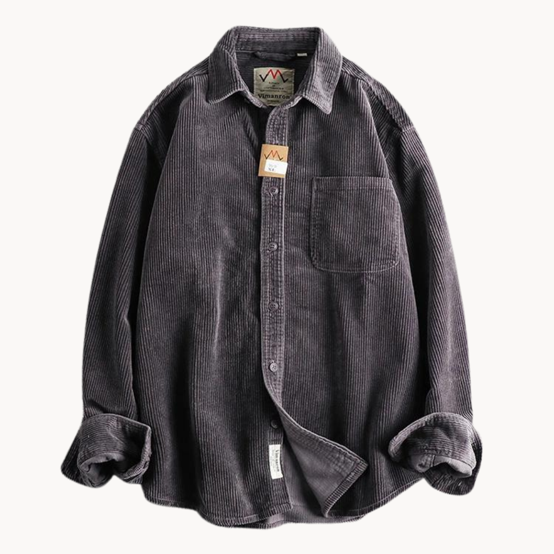 Gavin - Classic Brown Corduroy Long Sleeve Shirt