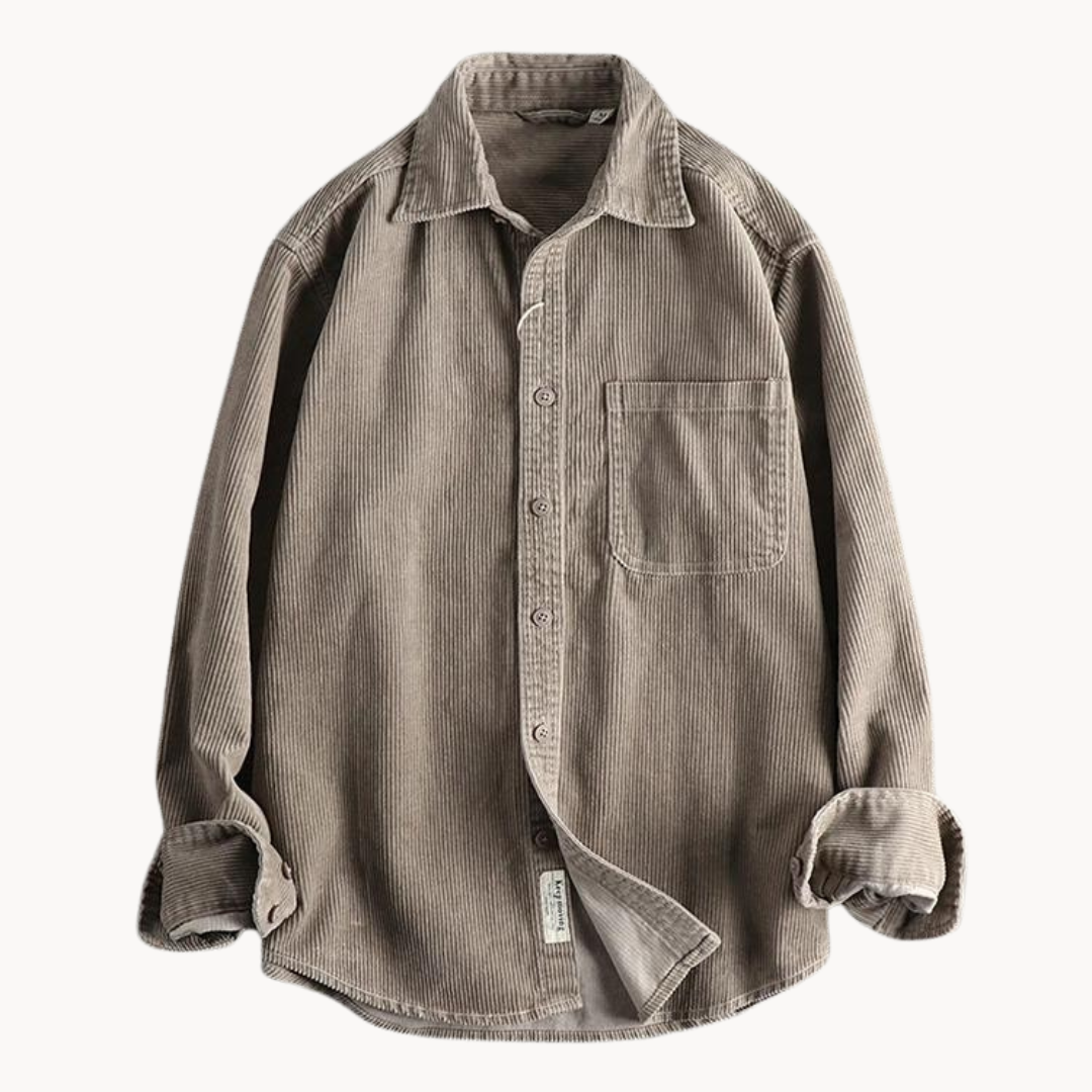 Gavin - Classic Brown Corduroy Long Sleeve Shirt