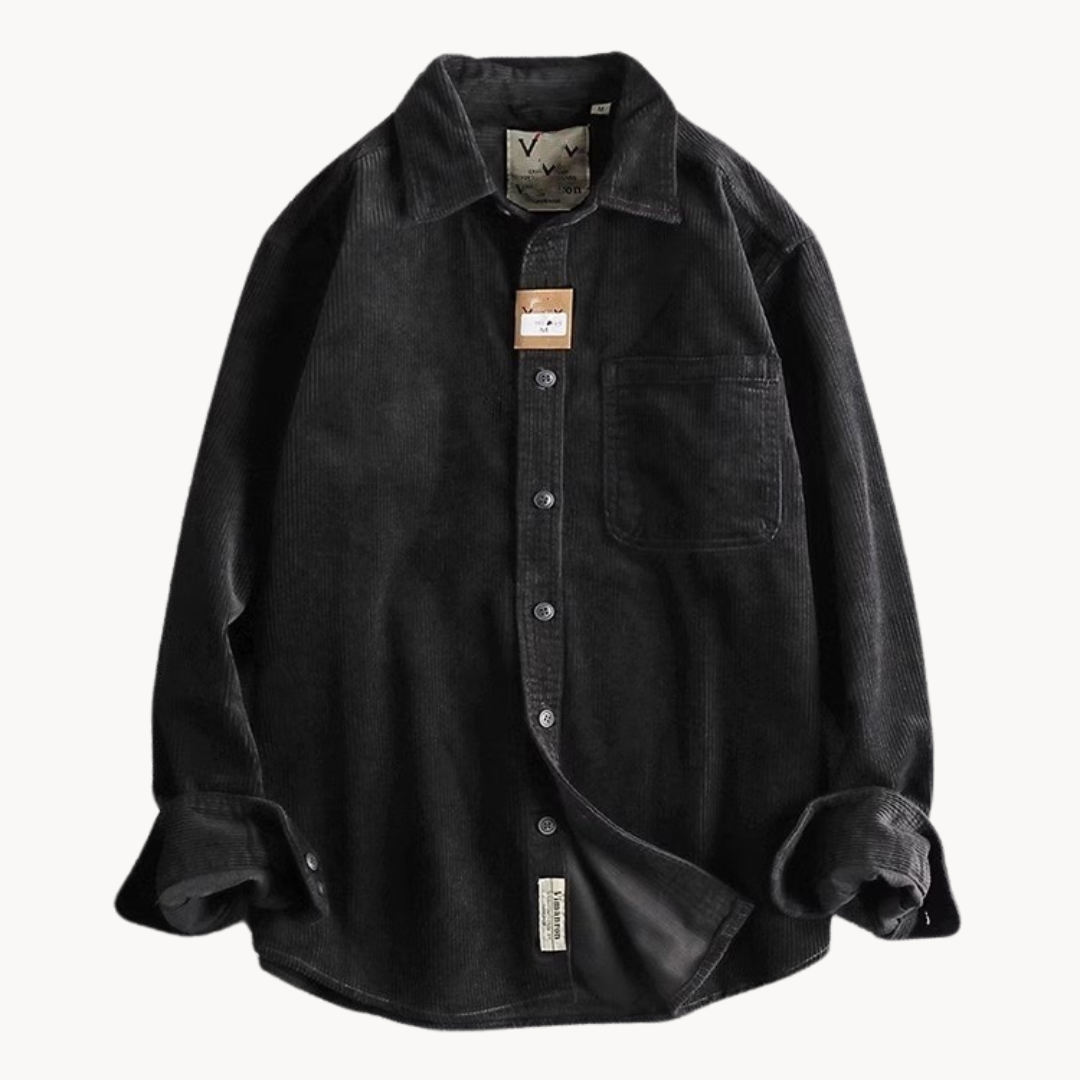 Gavin - Classic Brown Corduroy Long Sleeve Shirt