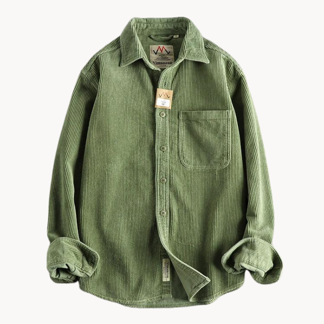 Gavin - Classic Brown Corduroy Long Sleeve Shirt
