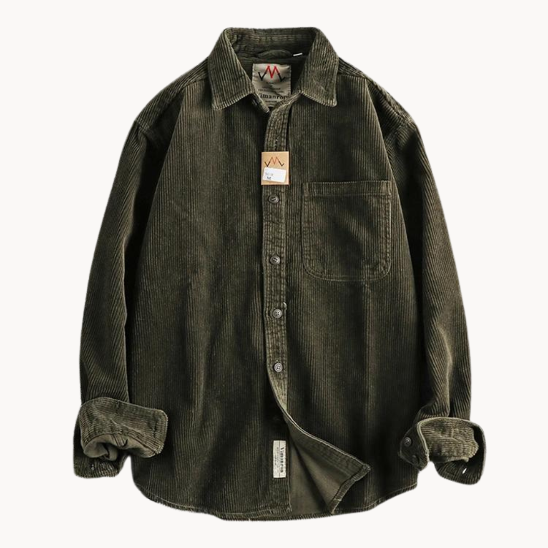 Gavin - Classic Brown Corduroy Long Sleeve Shirt