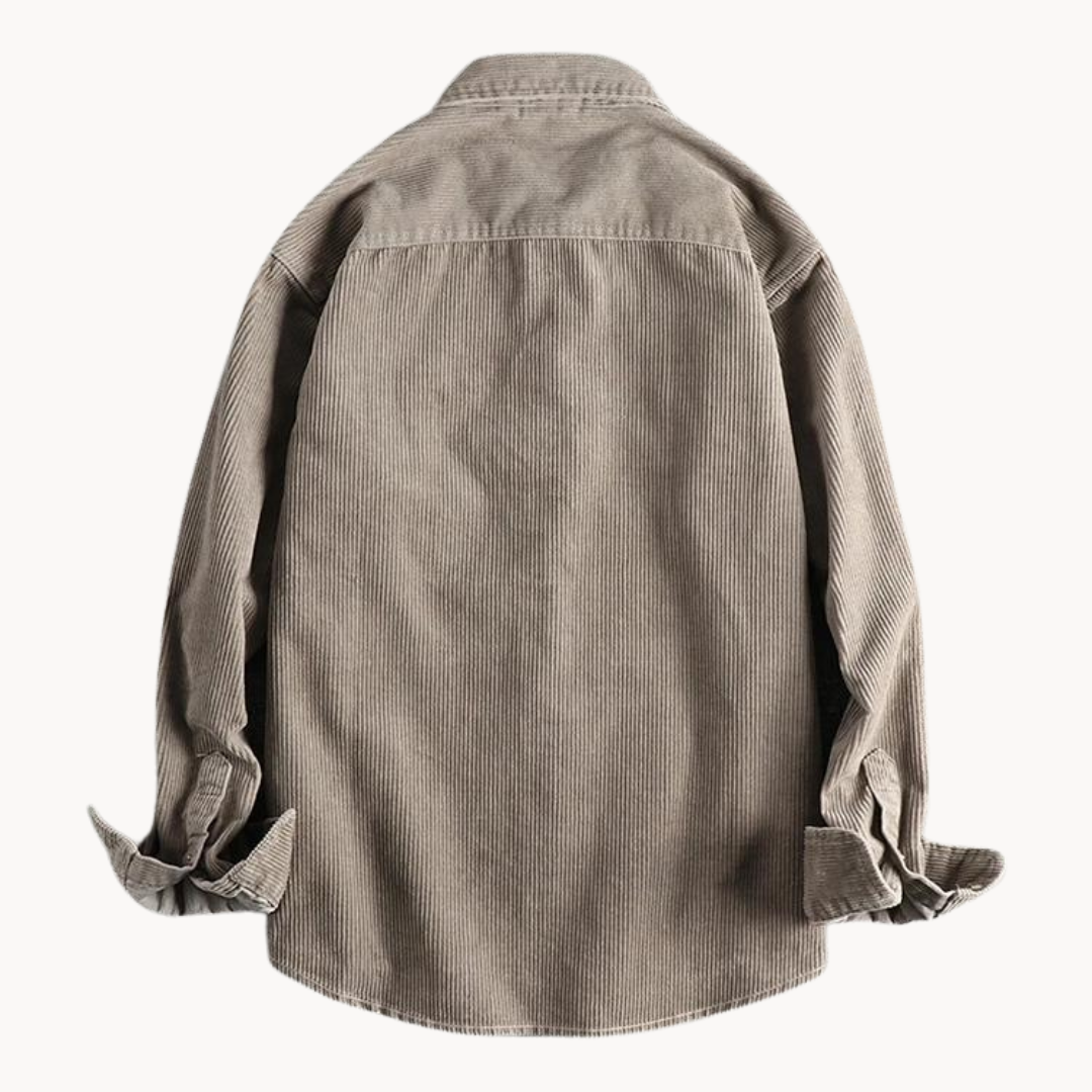 Gavin - Classic Brown Corduroy Long Sleeve Shirt