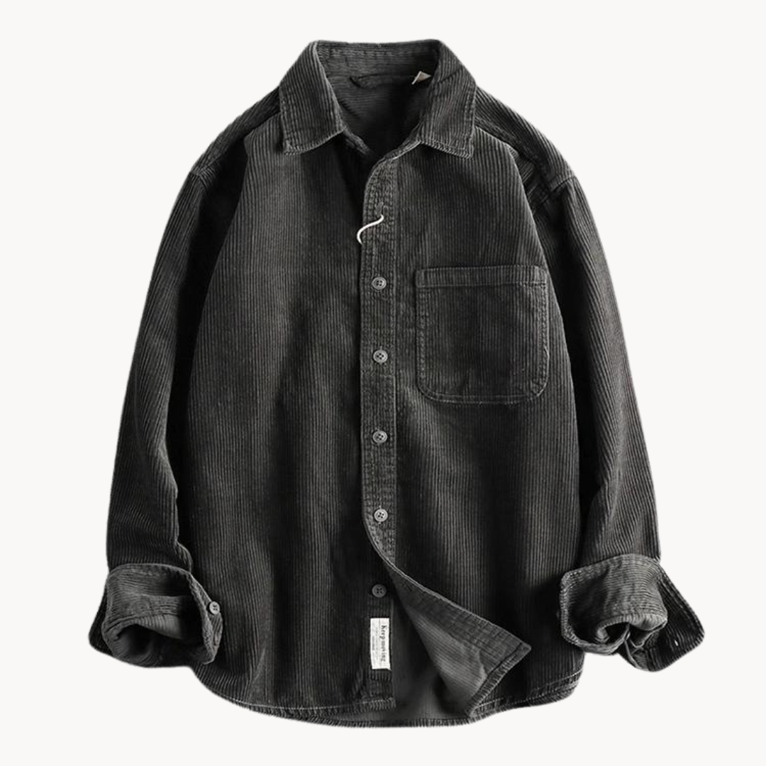 Gavin - Classic Brown Corduroy Long Sleeve Shirt