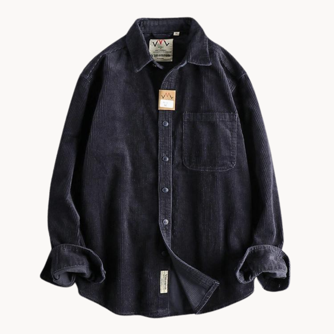 Gavin - Classic Brown Corduroy Long Sleeve Shirt