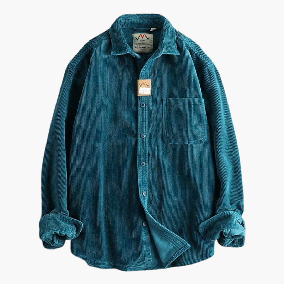 Gavin - Classic Brown Corduroy Long Sleeve Shirt