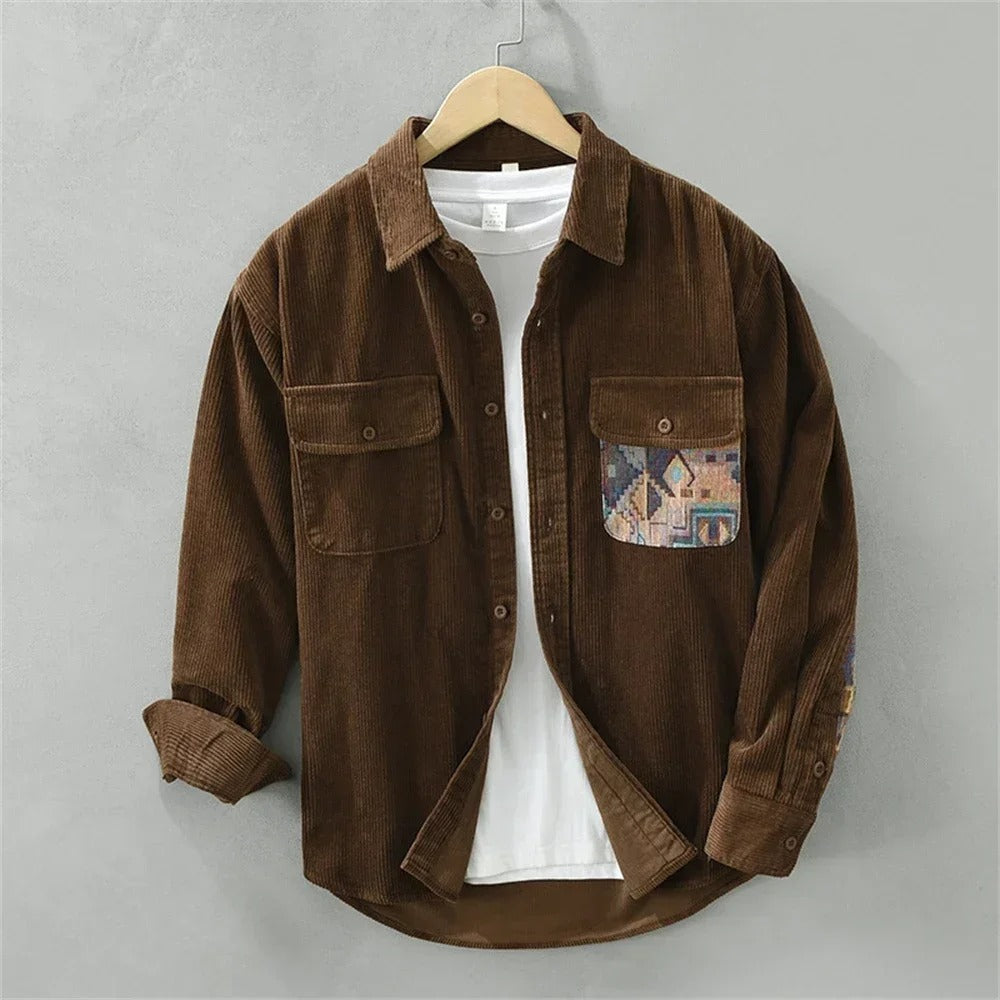 Mercer - Textured Patchwork Button-Up Shirt