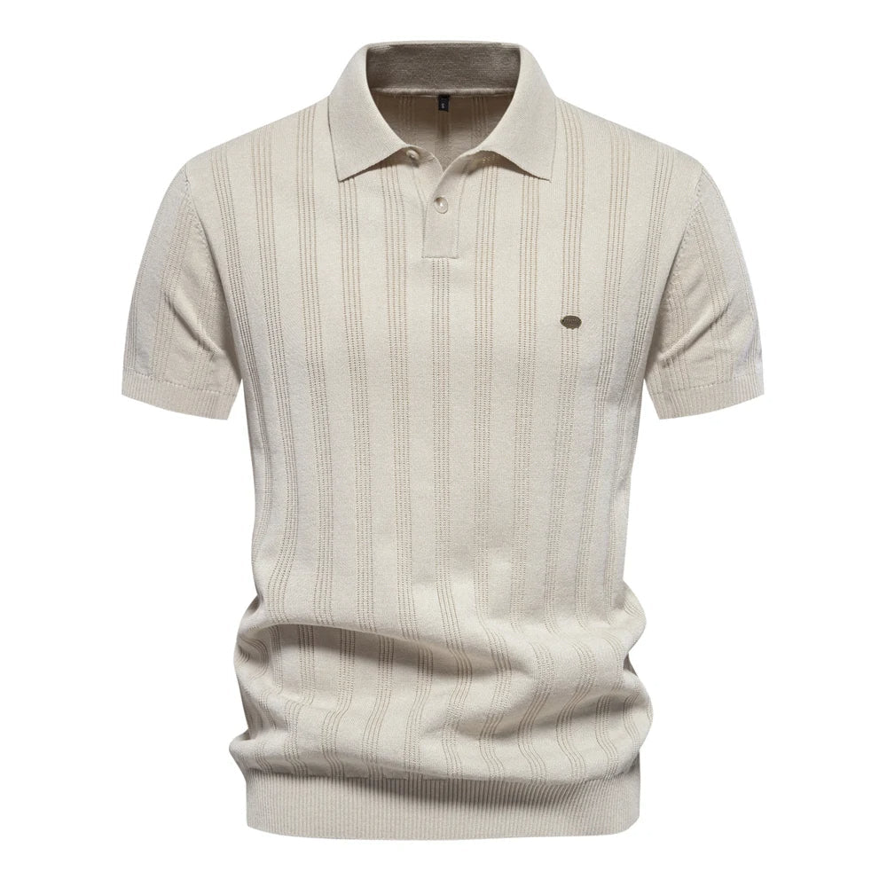 Brady - Classic Ribbed Knit Polo Shirt