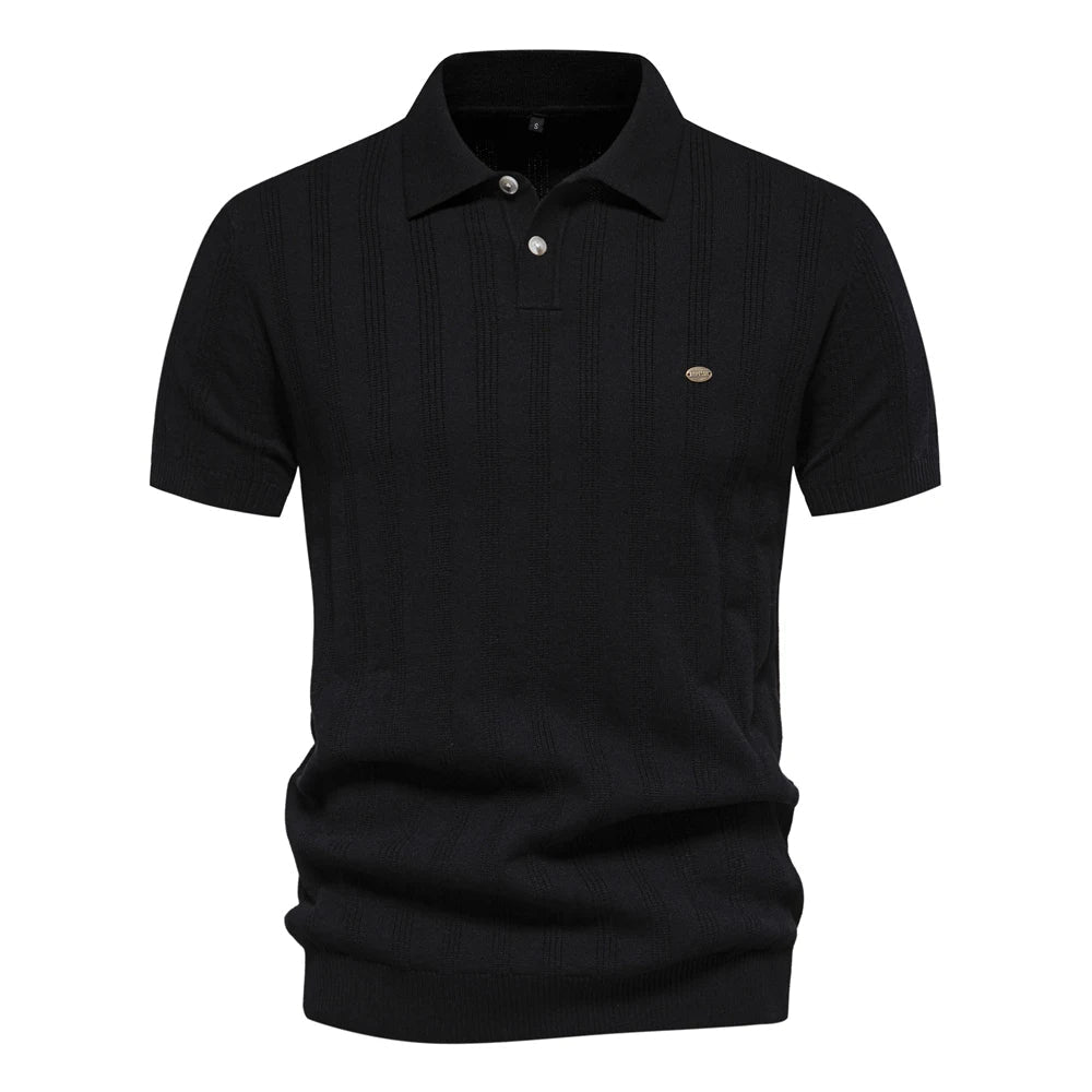 Brady - Classic Ribbed Knit Polo Shirt