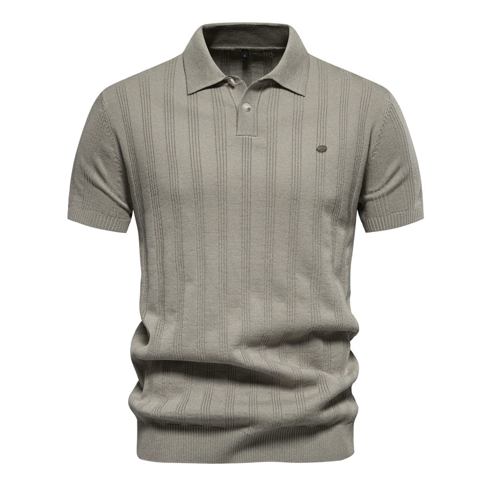 Brady - Classic Ribbed Knit Polo Shirt