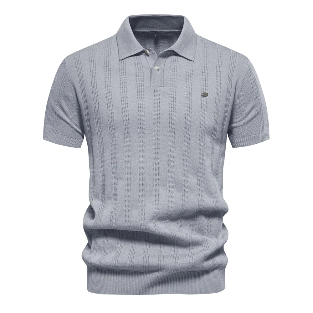 Brady - Classic Ribbed Knit Polo Shirt