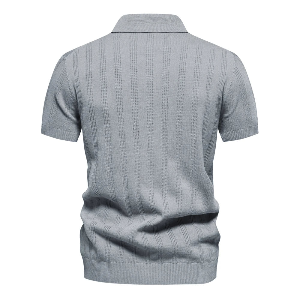 Brady - Classic Ribbed Knit Polo Shirt