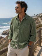 Gavin - Classic Brown Corduroy Long Sleeve Shirt