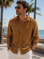 Gavin - Classic Brown Corduroy Long Sleeve Shirt