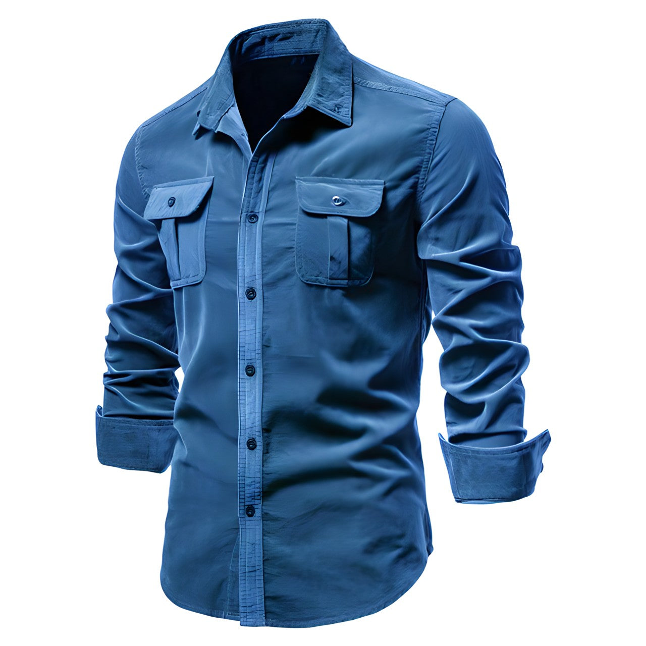 Brian - Classic Military Style Button-Up Shirt