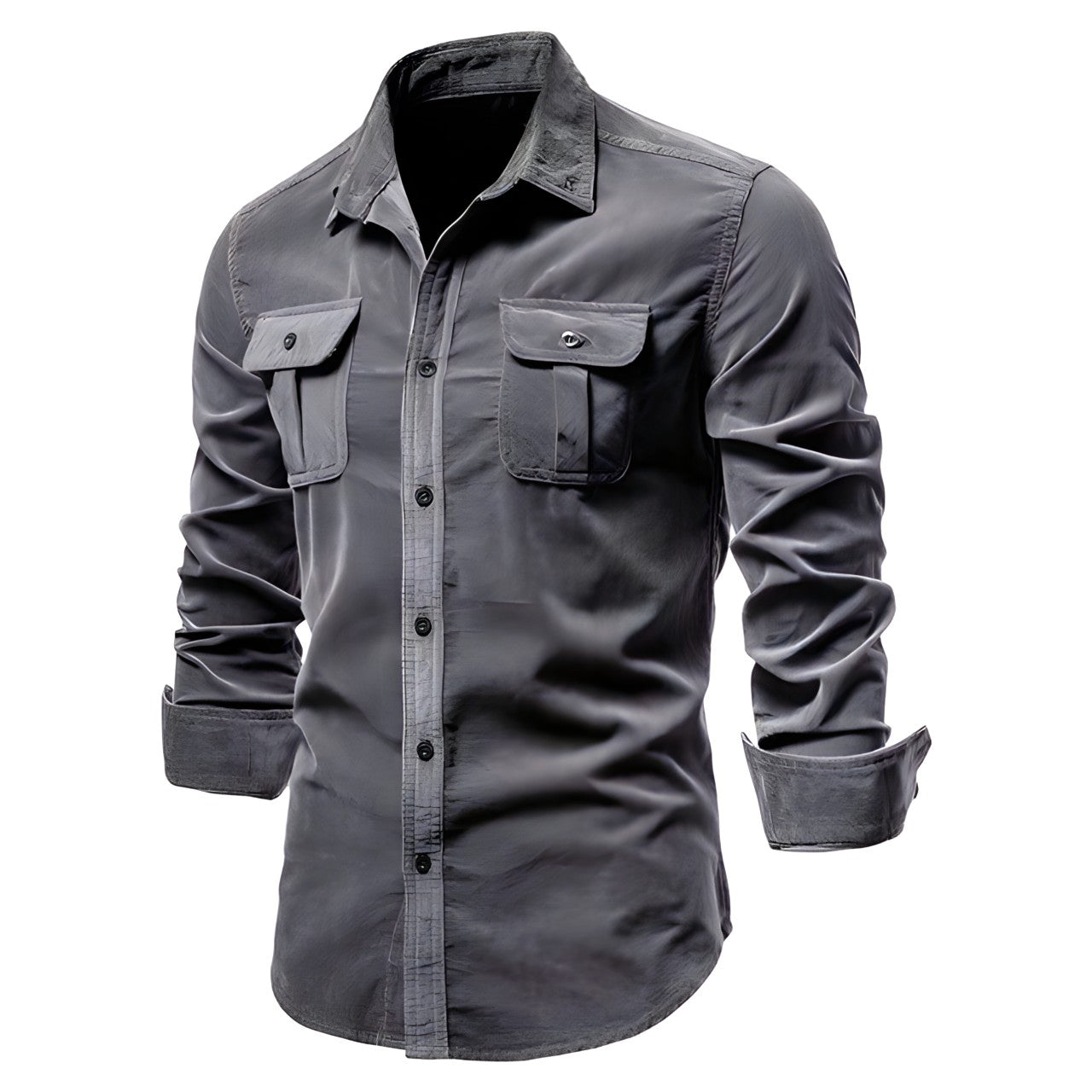 Brian - Classic Military Style Button-Up Shirt