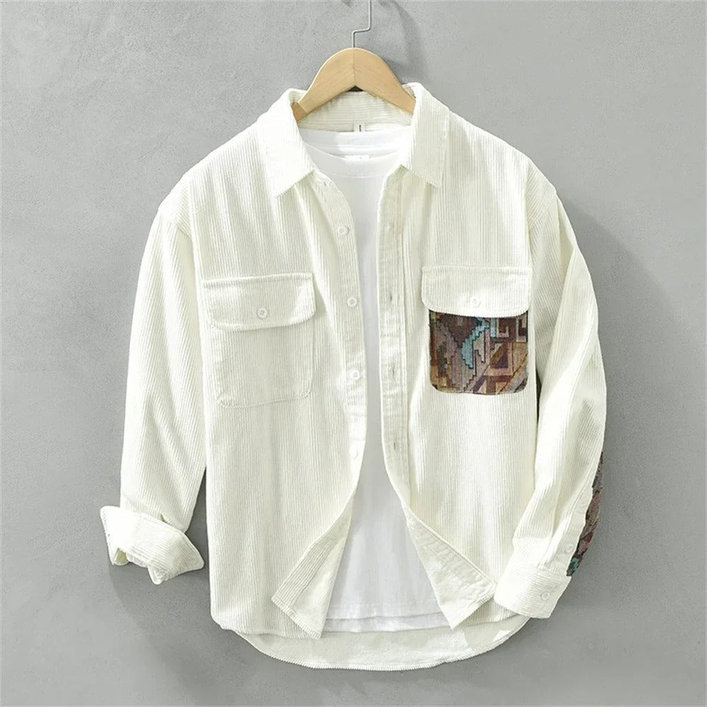 Mercer - Textured Patchwork Button-Up Shirt